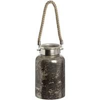 antique silver mercury glass lantern with natural rope