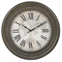 Antique Dark Grey World Map Clock