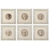 Antique Mirror Glass Frame Print Roman Coins (Set of 6)