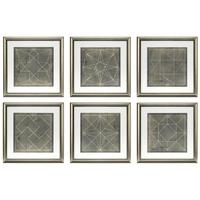 Antique Look Frame Prints Geometric Blueprints (Set of 6)