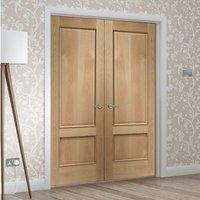 andria oak 2 panel door pair with raised mouldings