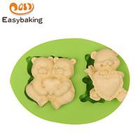 Animal Mould LOVE ME Teddy Bears Fondant Silicone Molds for cake decorating Colour Random