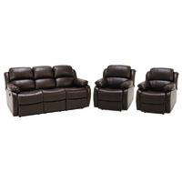 anton 3 seater and 2 armchair recliner suite brown