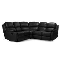 anton reclining leather corner sofa black