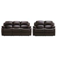 Anton Reclining Leather 3 and 2 Seater Suite Brown