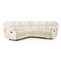 anton reclining leather corner sofa cream