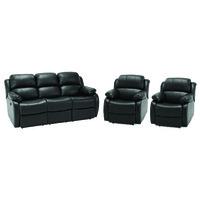 Anton 3 Seater and 2 Armchair Recliner Suite Black
