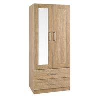 andante 2 door 2 drawer mirrored wardrobe oak