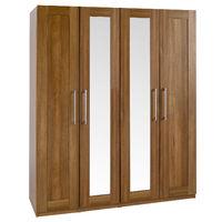 andante tall 4 door mirrored wardrobe walnut