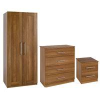 Andante 2 Door Wardrobe 4 Drawer Chest and 2 Drawer Bedside Set Walnut