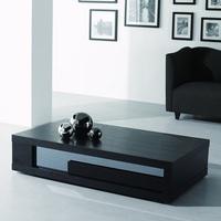 Andrea Coffee Table In Black Wood With Glass Inserts