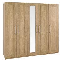 andante tall 5 door mirrored wardrobe oak