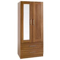 Andante 2 Door 2 Drawer Mirrored Wardrobe Walnut