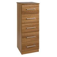 Andante 5 Drawer Tall Boy Wide Chest Walnut