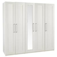 andante tall 5 door mirrored wardrobe cream