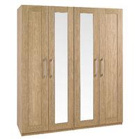 andante tall 4 door mirrored wardrobe oak