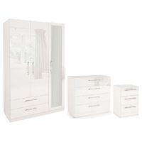 angel high gloss 3 door 2 wide drawer wardrobe bedroom set