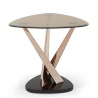 Angela Glass Lamp Table In Smoke With Rose Gold Frame