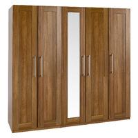 andante tall 5 door mirrored wardrobe walnut