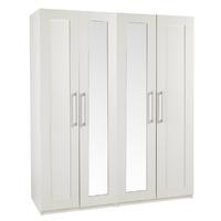 andante tall 4 door mirrored wardrobe cream