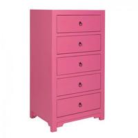 Anji 5 Drawer Narrow Chest in Pink