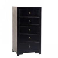 anji 5 drawer narrow chest in black