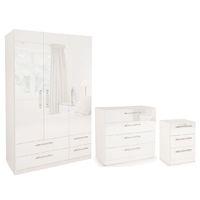 Angel High Gloss 3 Door 4 Drawer Wardrobe Bedroom Set