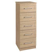 Andante 5 Drawer Tall Boy Wide Chest Oak