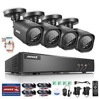 ANNKE 8CH 720P AHD DVR 4 PCS 1200TVL Home Security CCTV Cameras HD Outdoor IR Night Surveillance System Kit