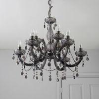 annelise crystal droplets smoked 9 lamp chandelier