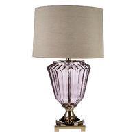 Annot Table Lamp Smoke Glass Shiny Nickel Grey Silk Shade