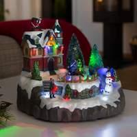 Animated LED Decorative House with Christmas Trees
