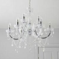 Annelise Crystal Droplets Silver 9 Lamp Pendant Ceiling Light