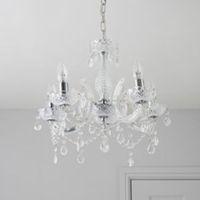 Annelise Crystal Droplets Silver 5 Lamp Pendant Ceiling Light