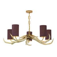 ANT0549 BESPOKE Antler 5 Light Pendant With Coloured Shades