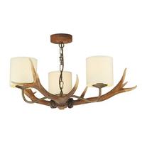ANT0329 Antler 3 Light Rustic Pendant With Shades