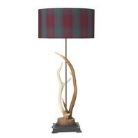 ANT4229T Antler Table Lamp In Highland Rustic With Tartan Silk Shade