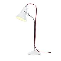Anglepoise DUO Table Lamp in White with Red Cable Braid