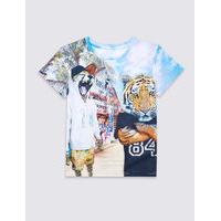 Animal Print Short Sleeve T-Shirt (3-14 Years)