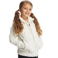 Animal Wooley Girls Knitted Full Zip Hoodie, Cream