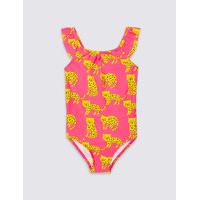 Animal Print Frill Sleeve Swimsuit (0-5 Years)