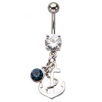 anchor charms navel bar size one size