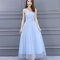 ankle length satin tulle convertible dress elegant bridesmaid dress a  ...