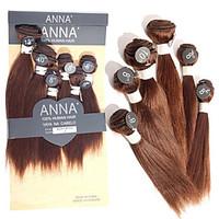 ANNA Brazilian Silky Straight Hair Bundles 6Pcs #4 Light Brown Virgin Straight Human Hair Weaves 200g/pack