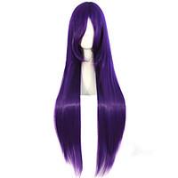 Anime Cosplay Female Purple 100cm Long Straight Hair Wig High Temperature Hair