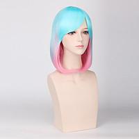Animee Cosplay Blue to Pink Two Tone Color Gradient Short Straight Full Wig Ombre Hairstyle Heat Resistant On Sale 2017NEW