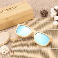 Anself Bamboo Wooden Outdoor Sports Cycling UV400 Unisex Polarized Sunglasses