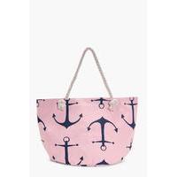 Anchor Print Beach Bag - pink