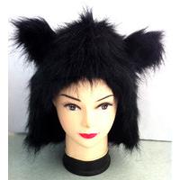 animal hood with black fur