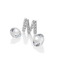 Anais Initial \'M\' Rhodium and White Topaz